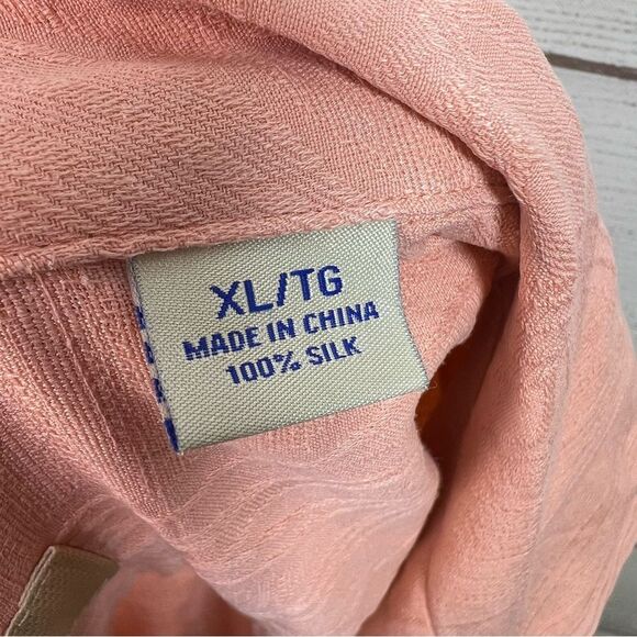 Tommy Bahama Mens Orange Button Down Hawaiian Shirt Silk Size XL - Picture 10 of 12